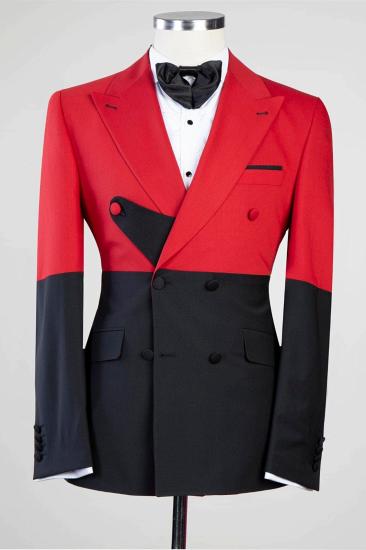 Fashion Red And Black Fashion Double Breasted Close Fitting Men Suits