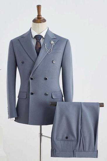 Elizabeth Popular Blue Peaked Lapel Double Breasted Tailored Business Suit_1