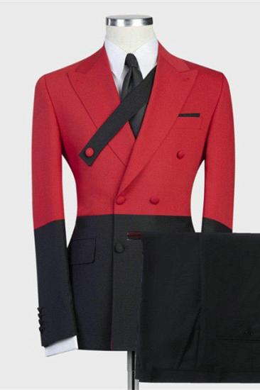 Chic Red Double Breasted Slim Fit Stylish Men Suits for Prom