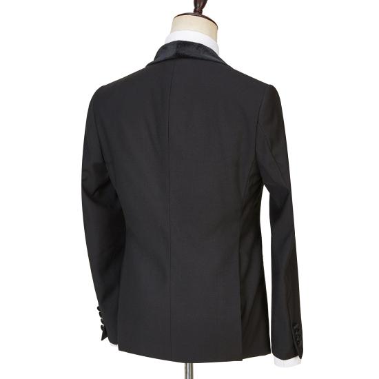 Modern  Black  Shawl Lapel Sparkle Three Pieces Men Wedding Suits | Happnessmall_2