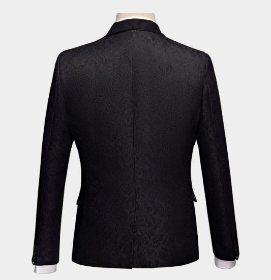 Classical Black Silk Shawl Lapel Men Suits For Business | Formal Three Pieces Jacquard Wedding Suits_2