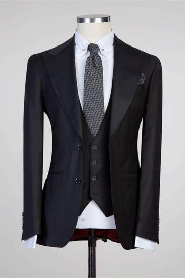 Classical Simple Black Peaked Lapel Fashion Slim Fit Formal Men Suits | Prom Suits_1