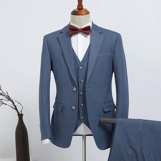 Noah Glamorous Affordable Blue 3 Pieces Slim Fit Custom Business Suit_2