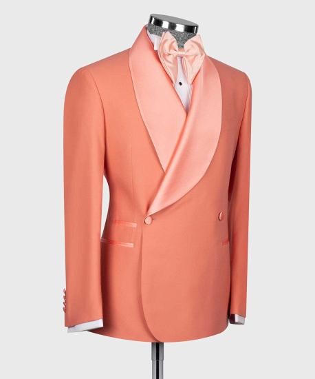 Greyson Unique Orange Double Breasted Shawl Lapel Men Wedding Suits_3