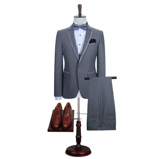 Damien Light Gray Custom Formal Notch Lapel Men'S Business Suit_4