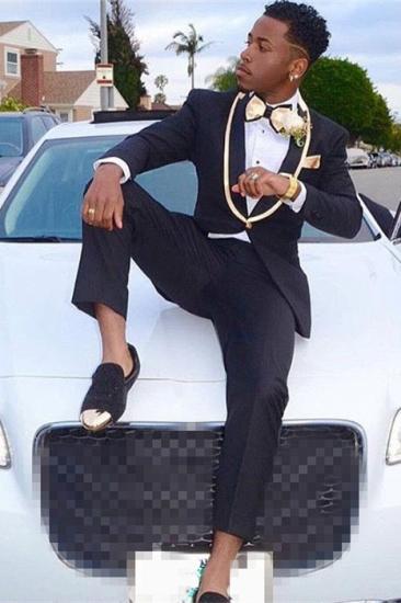Kieran Newest Black Slim fit Shawl Lapel Prom Men Suits