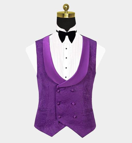 Advanced Jacquare Violet Men Suits | 3 Pieces Prom Suits_3