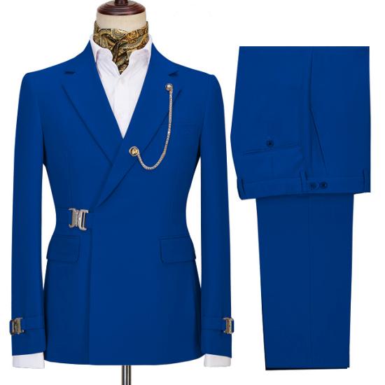 Unique Dark Blue Notch Lapel Two Pieces Fashion Men Suits For Business_2