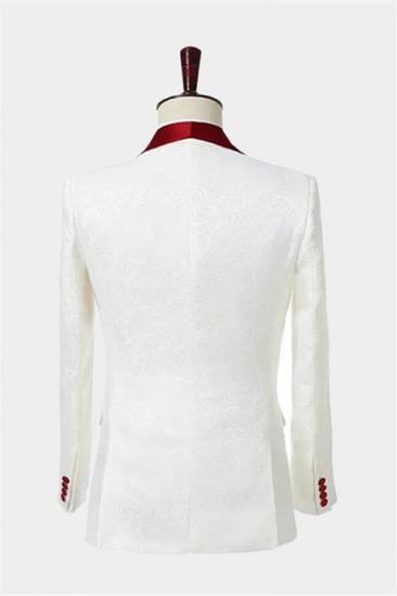 Advanced Double Breasted Floral White Men Suits | Unique Two Pieces Slim Fit Tuxedo_2