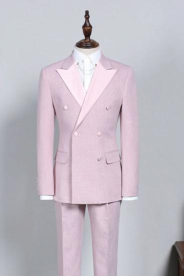 Eleni Modern Pink Double Breasted Peaked Lapel Custom Prom Suit_1
