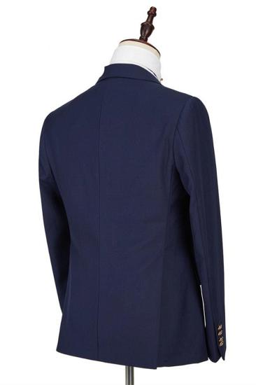 High quality navy blue lapel formal men's business suit_2