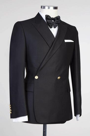 New Arrival Black Peaked Lapel  Men Suits for Prom_3