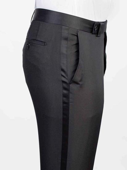 Glamorous Gold Double Breasted Black Shawl Lapel Man Prom Suits With Adjustable Belt_3