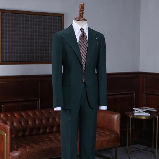 Ioanna Ioanna Dark Green Notched Lapel Slim Fit  Men'S Business Suit_2