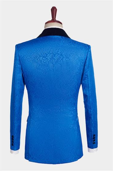 Gorgeous Royal Blue Floral Jacquard Men Suits | Slim Fit Tuxedo_2