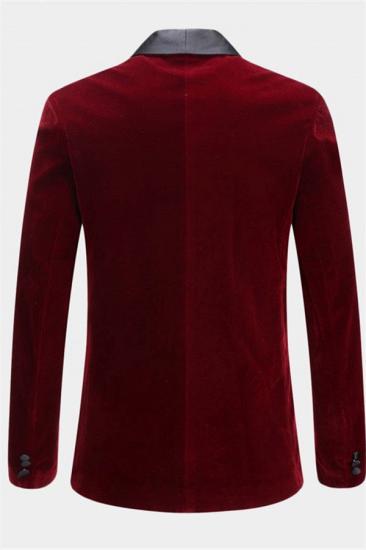 Fashion Burgundy Velvet Blazer Jacket | Two Pieces Shawl Lapel Men Suits_2
