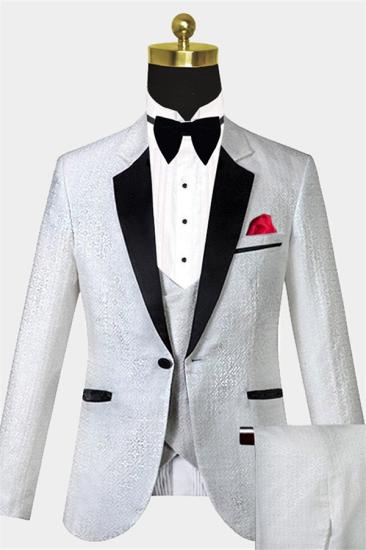 Unique White Vintage Dinner Suits | Print Floral Tuxedo for Men