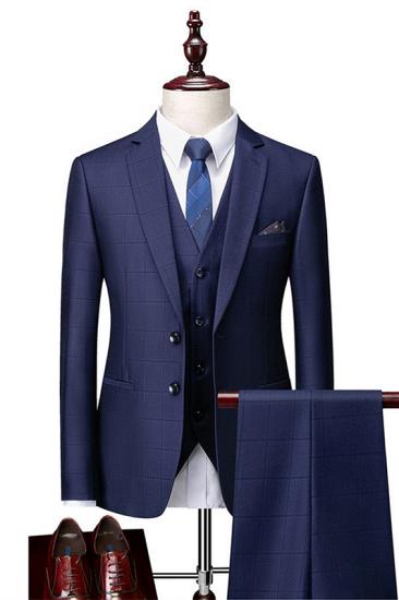Classical Dark Navy Slim Fit Three Pieces Notch Lapel Men Suits