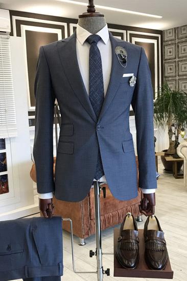Charlotte Modern Navy Blue Peaked Lapel Slim Fit Men Suits For Business_1