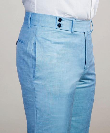 Elegant Shape Sky Blue New Arrival Peaked Lapel Double Breasted Two Pieces Prom Suits_4