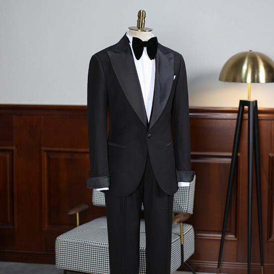Lucas Classical All Black 2 Pieces Slim Fit Tailored Business Suit_2