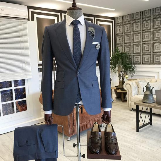 Charlotte Modern Navy Blue Peaked Lapel Slim Fit Men Suits For Business_2