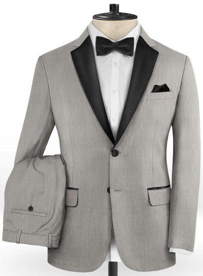 Osiris New Arrival Silver Two Pieces Business Men Suits Online | Bespoke Prom Outfit Tuxedo_2