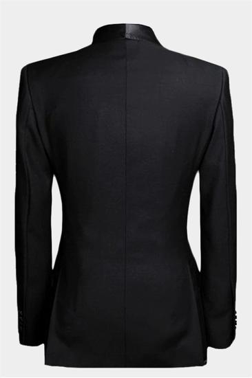 Latest Design Black Double Breasted Silk Shawl Lapel Wedding Tuxedo | Luxury Business Men Suits with 2 Pieces_2