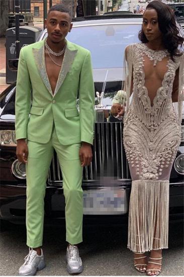 Casimir Fashion Chic Jade Peaked Lapel Slim Fit Two Piece Prom Suit_1