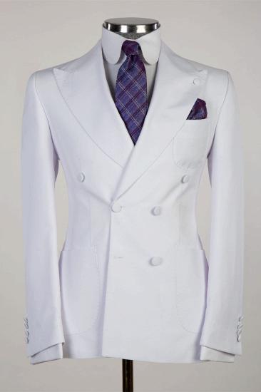 Amelia Elegant White Peaked Lapel Two Pieces Close Fitting Wedding Suits_1