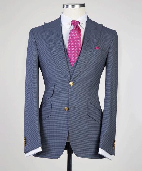 Sterling Newest Grey Three-Pieces Peaked Lapel Men Suits For Business_5