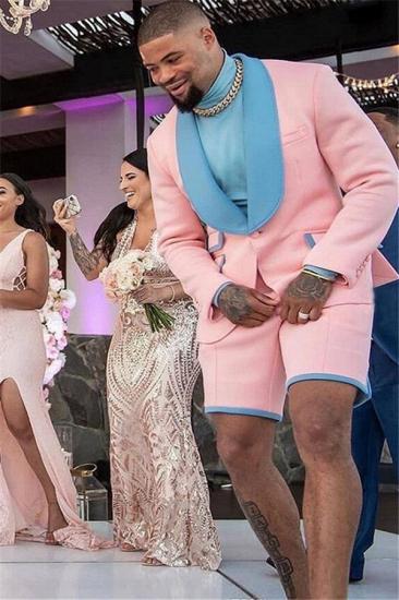 Stylish Pink One Button Shawl Lapel Wedding Suits for Men | Happnessmall_1