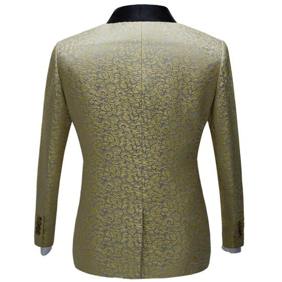 Samuel Gold Printed Slim Fit Prom Men Suits with Black Shawl Lapel_2