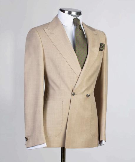 Samuel Stylish Champagne Peaked Lapel Double Breasted Prom Men Suits_3