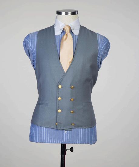 Hayes Lastest Grey Three-Pieces Peaked Lapel Men Suits For Business_2