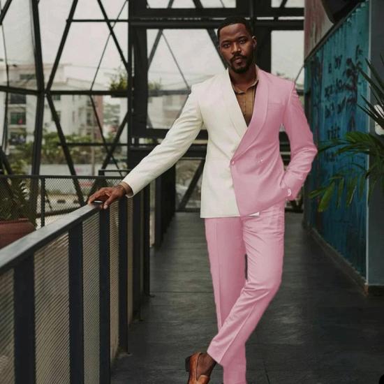 Elio Chic Lovely White And Pink Slim fit One Button Lastest Prom Men Suits_2