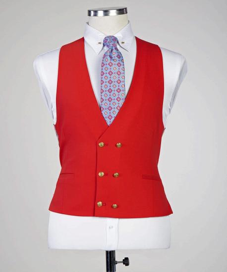 Penelope New Red Peaked Lapel Slim fit Three Pieces Prom Suits_2