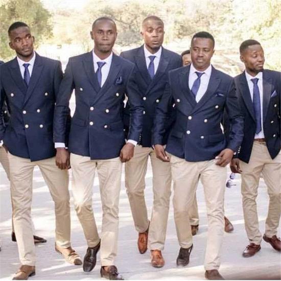 Aelius Fashion Dark Blue Double Breasted Peaked Lapel Groomsmen Suits_2