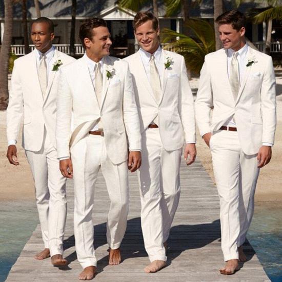 Cassian Stylish White One Button Slim Fit Shawl Lapel Groomsmen Suits_2