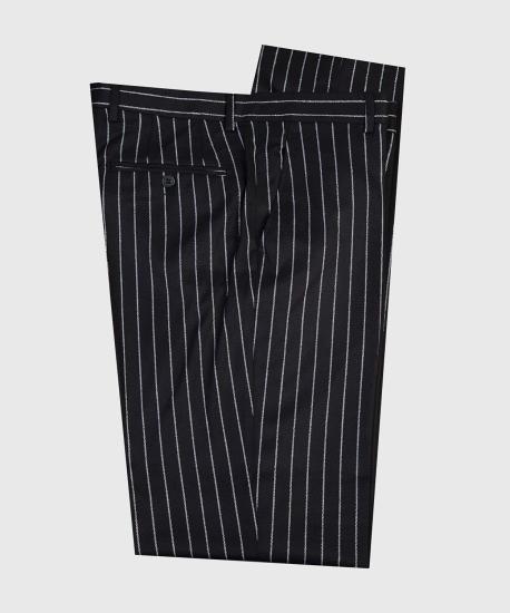 Sophia Modern Black Double Breasted Stripe Peaked Lapel Business Men Suits_5