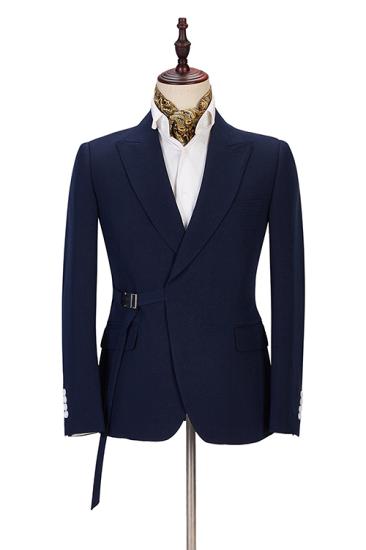 Latest Design Navy Blue Peaked Lapel Men Suits Online