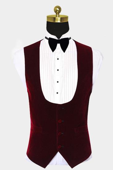 Burgundy Velvet Polo Ball Set | White Jacquard Unique One Button Wedding Tailcoat_2