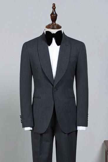 Jameson Traditional All Black One Button Slim Fit Wedding Suit For Grooms_1