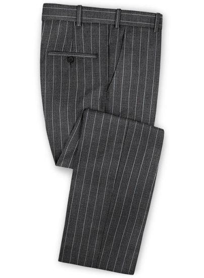 New Arrival Smoking Gray Men Suits For Business | Modern Striped Notch Lapel Tuxedo Online_3