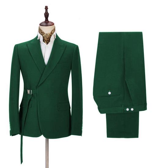 Stylish Green Slim Fit Men Suits With Adjustable Buckle for Prom_2