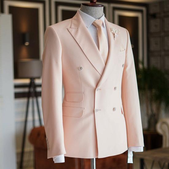 Dimitris Popular Pink Peaked Lapel Double Breasted Bespoke Prom Suits For Men_2