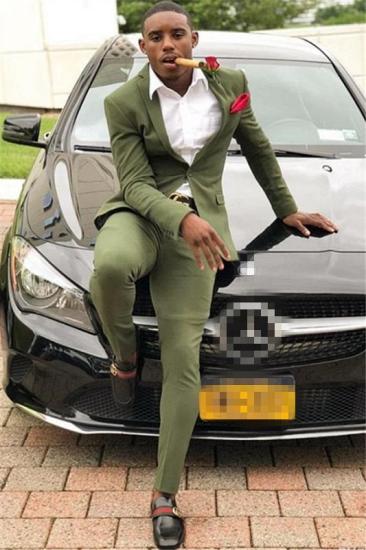 Uriah Handsome Green One Button Slim Fit Men Prom Outfits_1