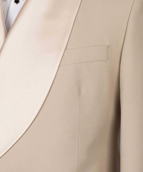 Greyson High Quality Champagne Double Breasted Shawl Lapel Men Wedding Suits_4