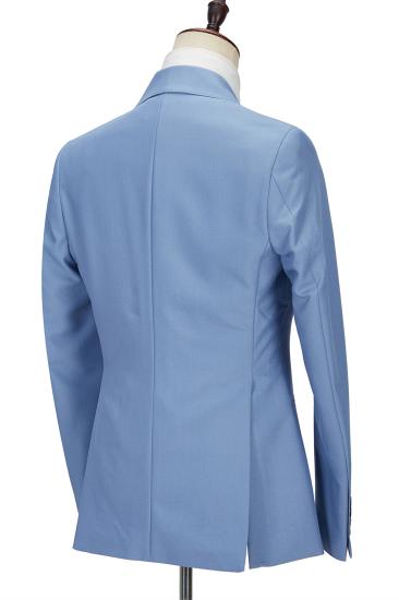 Stylish Blue Peak Lapel 3 Piece Formal Suit_3