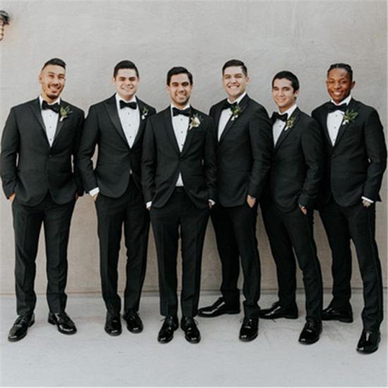 Cyprian Classic Handsome Black Peaked Lapel Bespoke Men Suits for Wedding_2